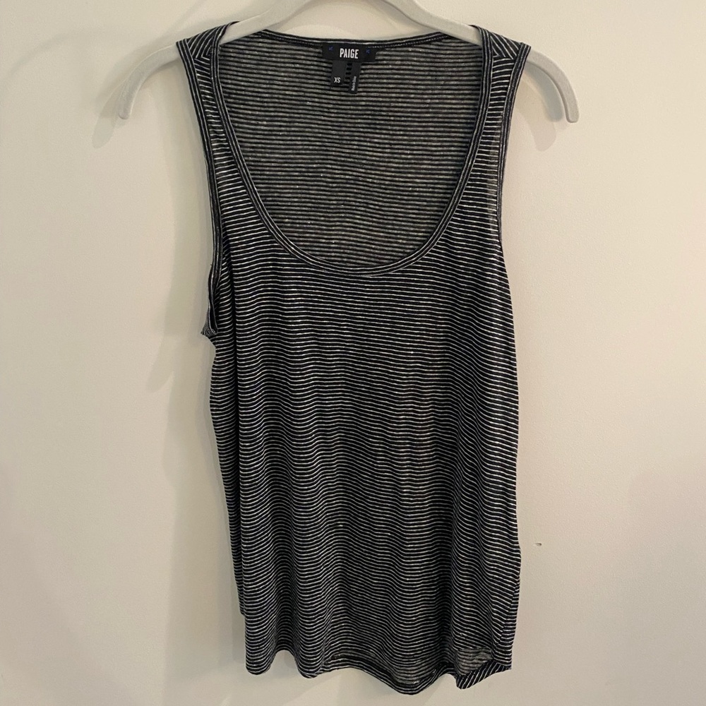 Jessa Tank in Black & White Stripe | PAIGE
